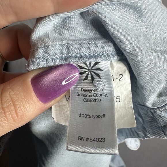 Athleta Dress Womens XXS Blue Drawstring Chambray Shirt Tunic Collared Boho‎ - Picture 11 of 12